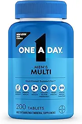One A Day Multivitamínico masculino – Multivitamínico masculino diário com vitamina D, zinco, ácido fólico e vitaminas B, suporte energético físico, 200 quilates (a embalagem pode variar)