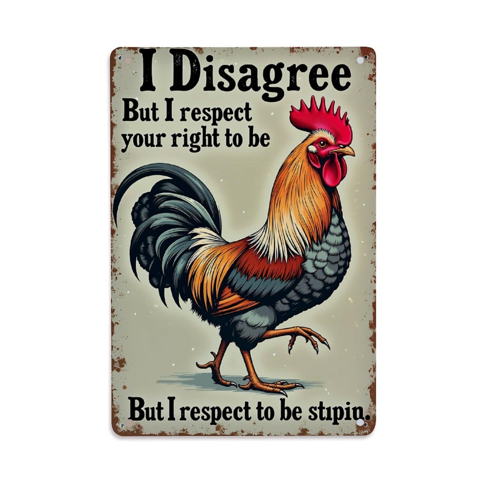 Jdfenggu Vintage Rooster With Bold Colors And Text Retro Metal Tin Sign, Decor Art Poster For Bar, Home, Man Cave, Kitchen, Laundry Room Gift 8X12inch