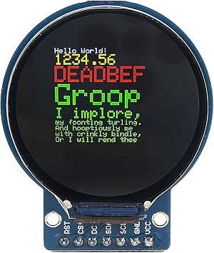 2Pcs 1.28 Inch LCD Round Screen TFT Display Board GC9A01 Driver 1.28 TFT LCD Module 240x240 RGB SPI Interface 4-Wire SPI for Arduino
