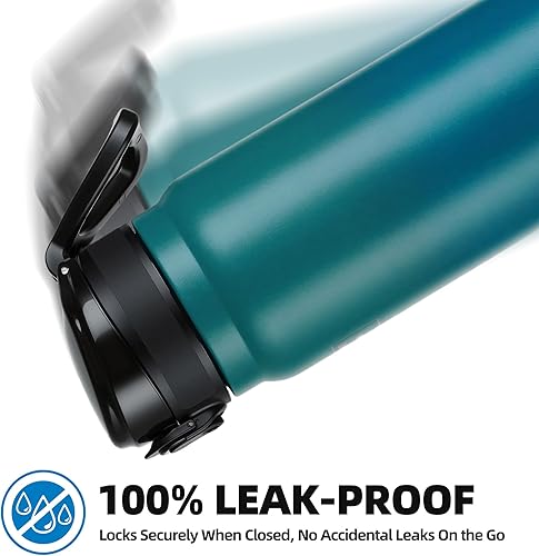 Miniatura 5 de Fanhaw Botella de agua aislada de acero inoxidable de 20 onzas con tapa para beber  boca ancha, a prueba de fugas, sin BPA  Ideal para niños,