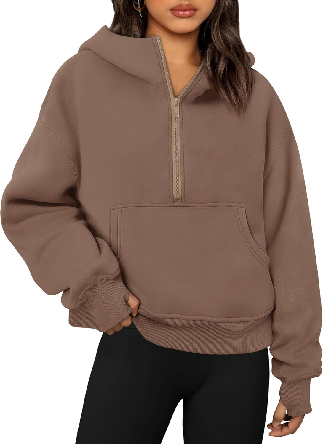 JULGIRL Women's Half-Zip Hoodie Casual Fleece Pullover with Pockets Oversized Fall Workout Sweatshirt