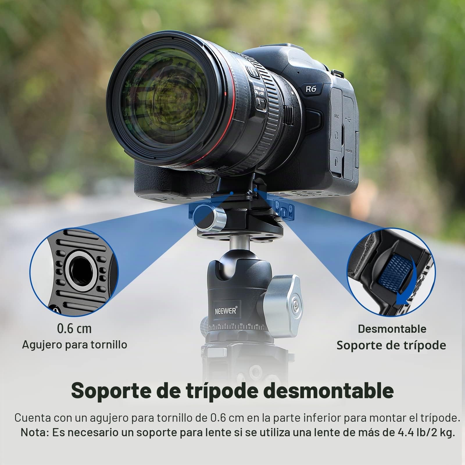 NEEWER Adaptador de Montura EF a EOS R,Lente EF/EF-S Cámara con Montura RF,Anillo Convertidor Autofocus,Compatible con Canon EOS R Ra RP R6 MarkII R6 R5 R3 R7 R10 R8 R50,Carga Máxima:2kg,NW-EF -EOSR
