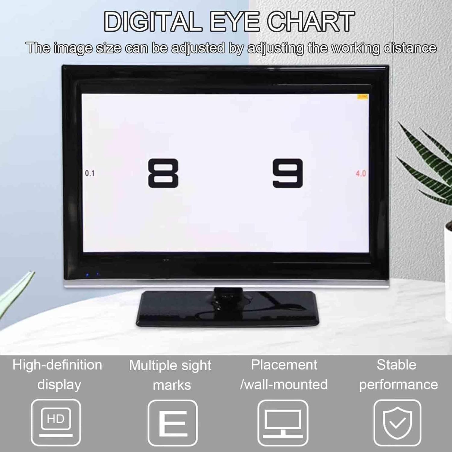 Grafico ottico ottico digitale LCD con 300 bersagli visivi per misurazione della visione chiara, ideale per test di optometria e terapia della visione
