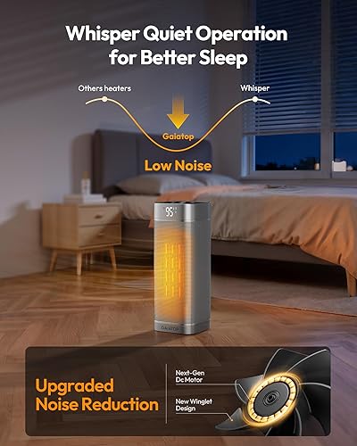 Miniatura 7 de Gaiatop Calentadores de espacio para uso en interiores, calentador eléctrico portátil con termostato, calentador de cerámica PTC de 1500 W con