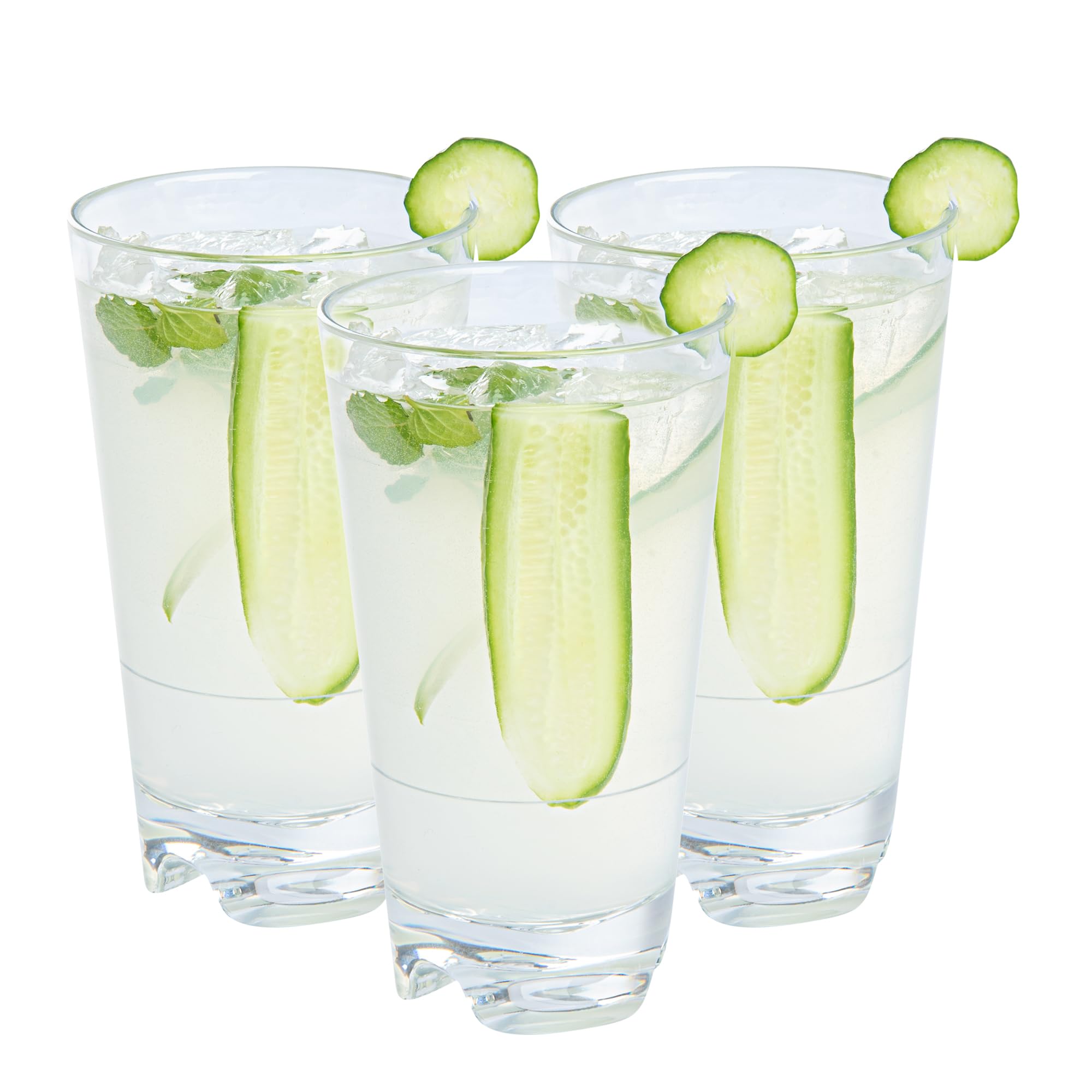 Flexi Grip 17.5 Ounce Highball Glasses, 48 Reusable Plastic Tumblers - Shatterproof, Stackable, Clear Plastic Drinking Glasses, Dishwashable, For Juice, Beverages Or Cocktails - Restaurantware