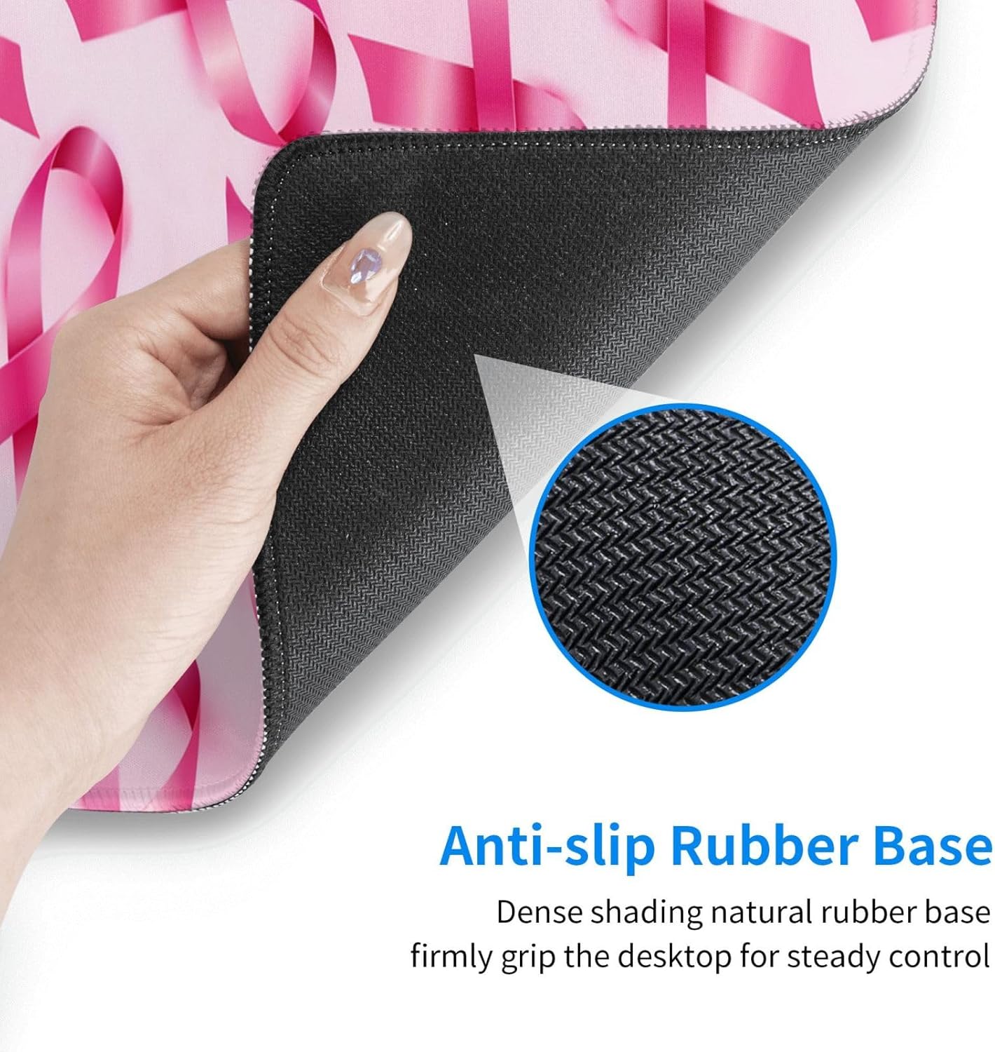 Breast Cancer Awareness Large Gaming Mouse Pad 31.5 X 11.8in Desk Mat for Office Mousepad Anti-Skid Rubber Base Soft Comfortable and Durable Desk Pad, Black