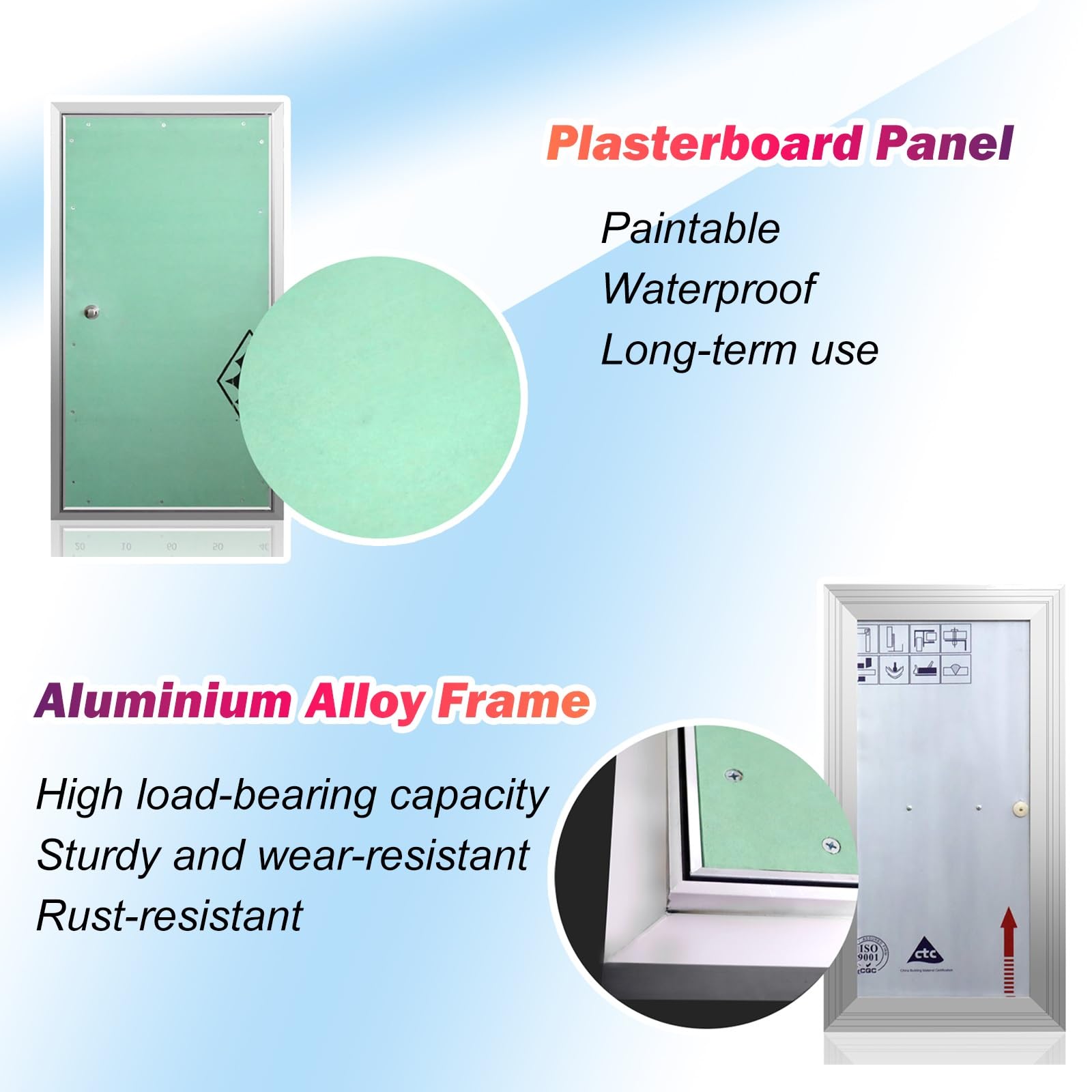 Genérico Trampilla Pladur Panel De Acceso para Pladur Pintable 30x50 40x60 60x100 80x130, Apertura por Empuje - Trampilla De Servicio Empotrada para Baños, Edificios De Oficinas(60x100cm)
