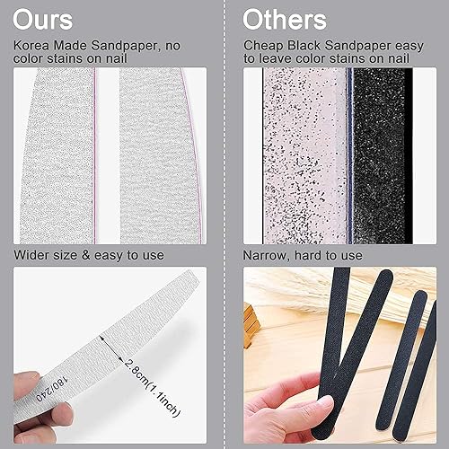 Miniatura 6 de Limas de uñas profesionales, lima de uñas para uñas naturales, lima de uñas de grano 100180240 para uñas acrílicas, 12 unidades de lima de uñas de