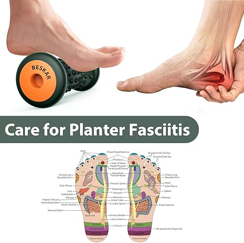 Miniatura 3 de BESKAR Rodillo de masaje para los pies para aliviar la fascitis plantar, herramienta de reflexología del pie, rodillo de masaje de puntos de Verde