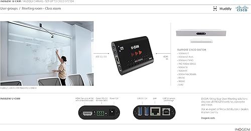Miniatura 7 de INOGENI U-CAM, convierte señales de cámara y micrófono USB 3.0/2.0 a entrada HDMI con audio integrado, fácil de conectar a una entrada HDMI - CODEC,