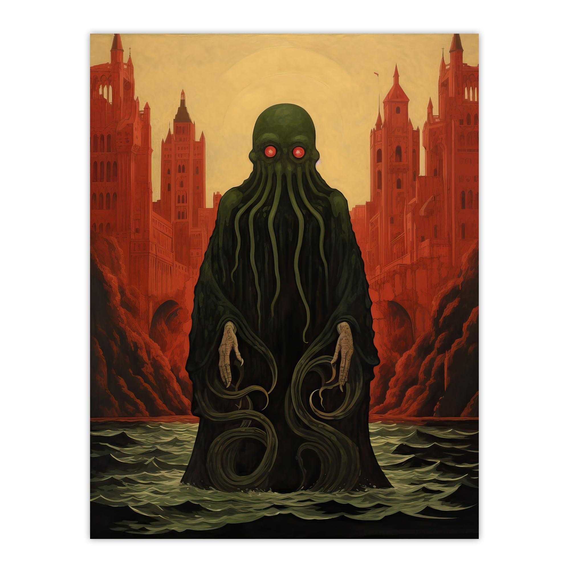 Artery8 Cthulhu Awakens H.P. Lovecraft Mythos Arkham Horror Yog-Sothoth Artwork Painting Large Wall Art Poster Print Thick Paper 18X24 Inch
