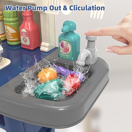 Miniatura 3 de Doloowee Juego de cocina para niños, juguete de cocina para niños pequeños de 3 a 5 años con más de 40 accesorios, juego de cocina de juguete para