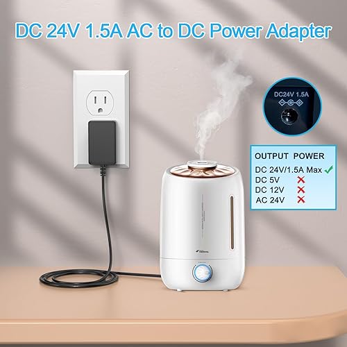 Miniatura 5 de ZIFI Adaptador de corriente CA 100-240V a CC 24V 1.5A con 5 conectores de CC para tira de luz LED, difusor de aceite esencial y más dispositivos de