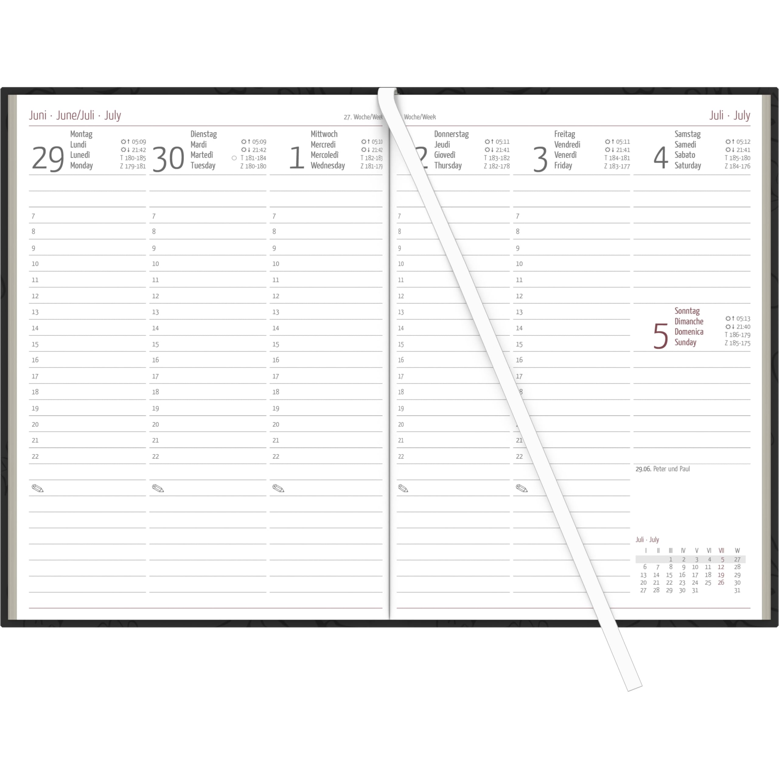 Zettler Wochenbuch Blauer Engel 1W/2S 2026 – Buchkalender 146 x 210 mm, farbig sortiert, 128 Seiten, 1 Woche auf 2 Seiten, Viermonatsübersicht, Sonn- & Feiertage, FSC-Umweltzeichen, mit Leseband
