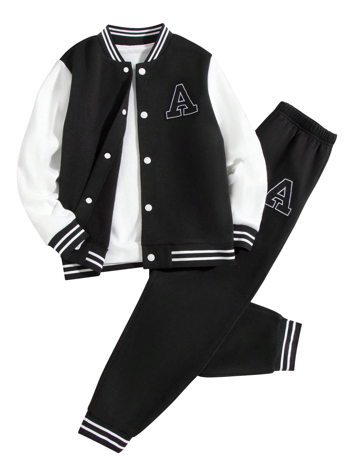 Cakaner Boys Color Block Button Down Shirt and Jogger Pants Button Up Sweatsuits Sets (Size: 5-12T)