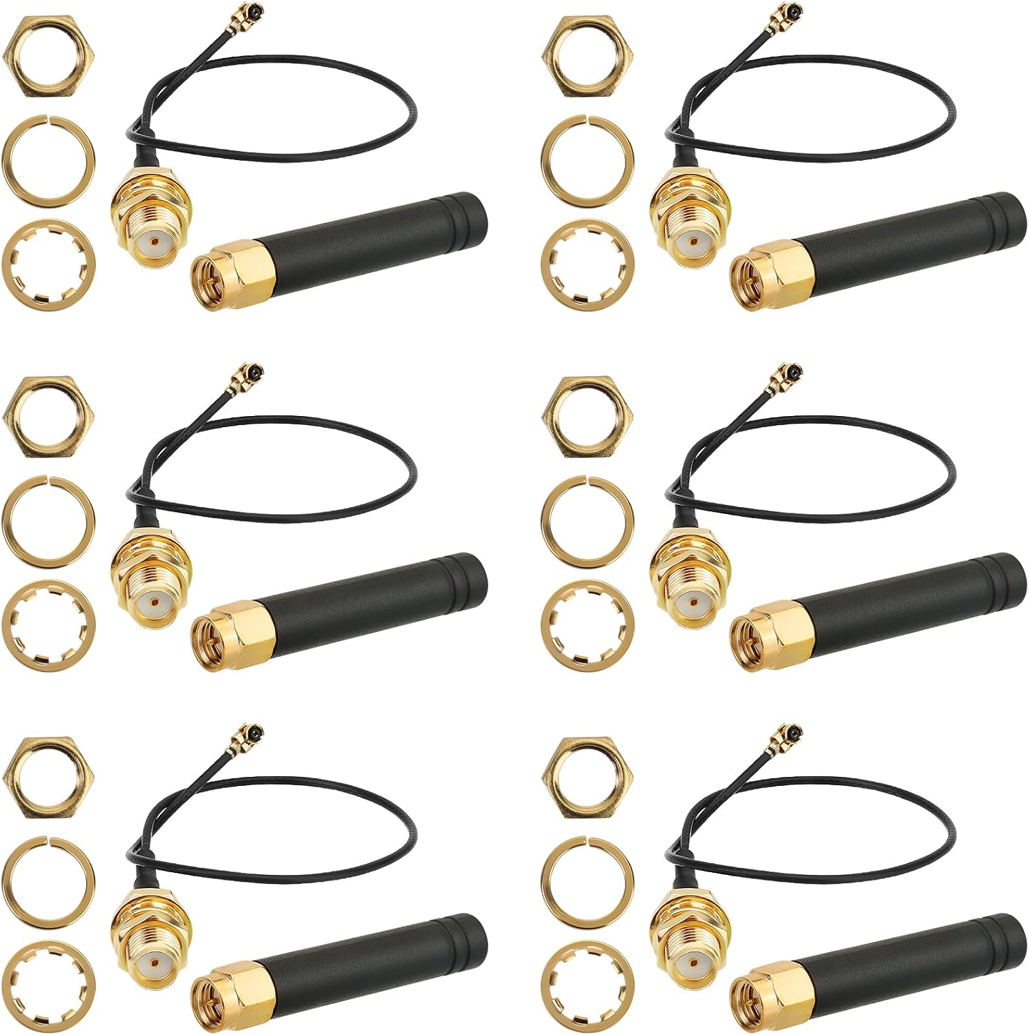 6PCS LoRa Antenna 915MHz 2dBi U.FL to SMA Connector for ESP32 Lora WiFi Module Development Board IoT (15cm)