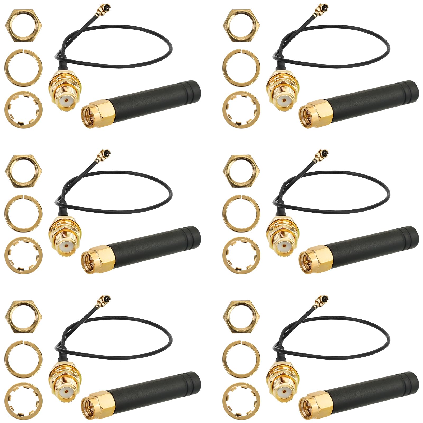 MakerHawk 6PCS LoRa Antenna 915MHz 2dBi U.FL IPEX to SMA Connector for ESP32 Lora WiFi Module IoT (15cm)