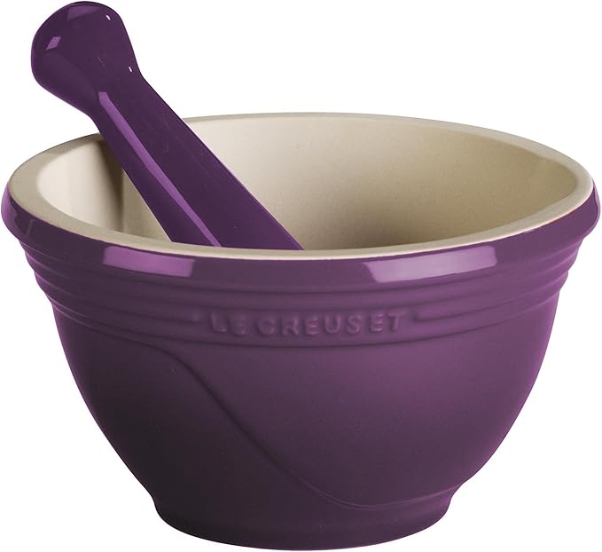 Le Creuset Stoneware 10Ounce Mortar and Pestle, Cassis