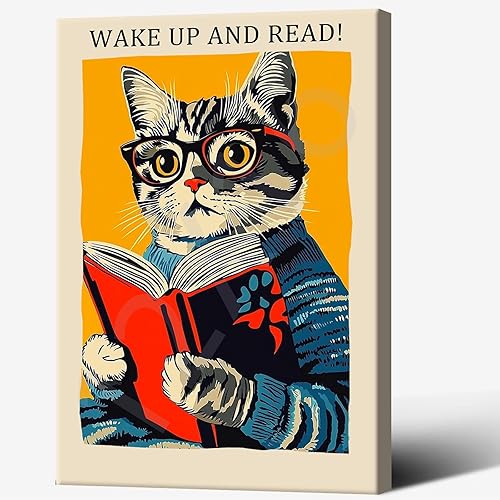Miniatura 10 de Póster vintage de lectura de animales, arte de pared estético, arte de pared retro divertido e inspirador con citas inspiradoras para mascotas,