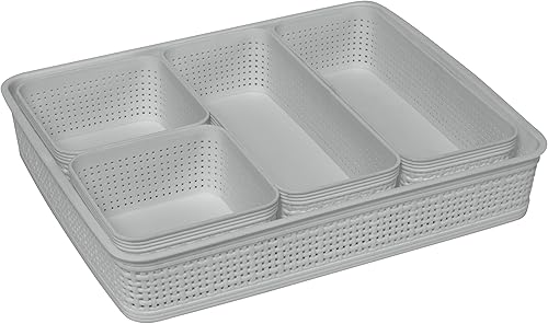 Simplify Juego de organización de 5 piezas  Contenedores de varios tamaños  Multiuso  Oficina  Escritorio  Dormitorio  Baño  Cesta de almacenamiento