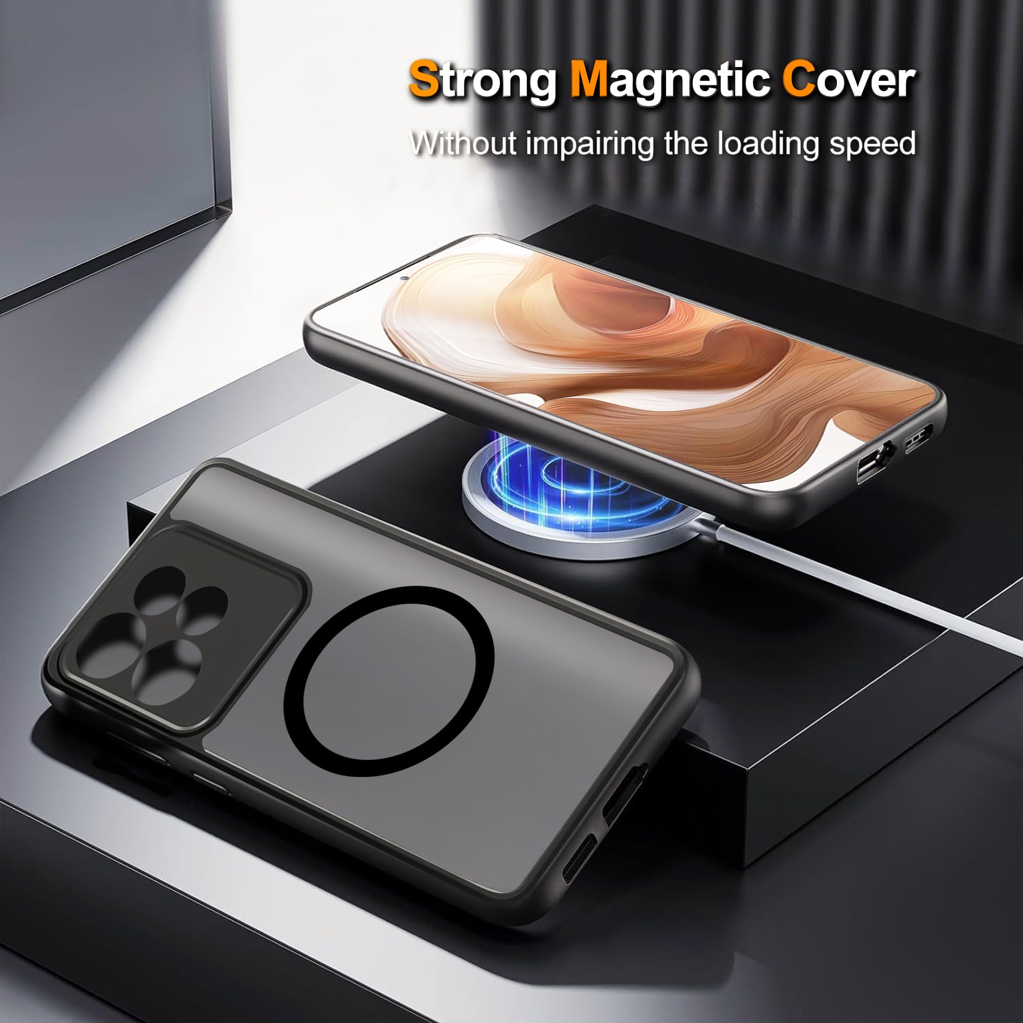 BRAND SET Cover Magnetica per MOTO Edge 50 Neo Compatibile con Mag-Safe, Resistente ai Graffi con Fodera in Microfibra, Silicone Cellulare Custodia per MOTO Edge 50 Neo (Nero intenso