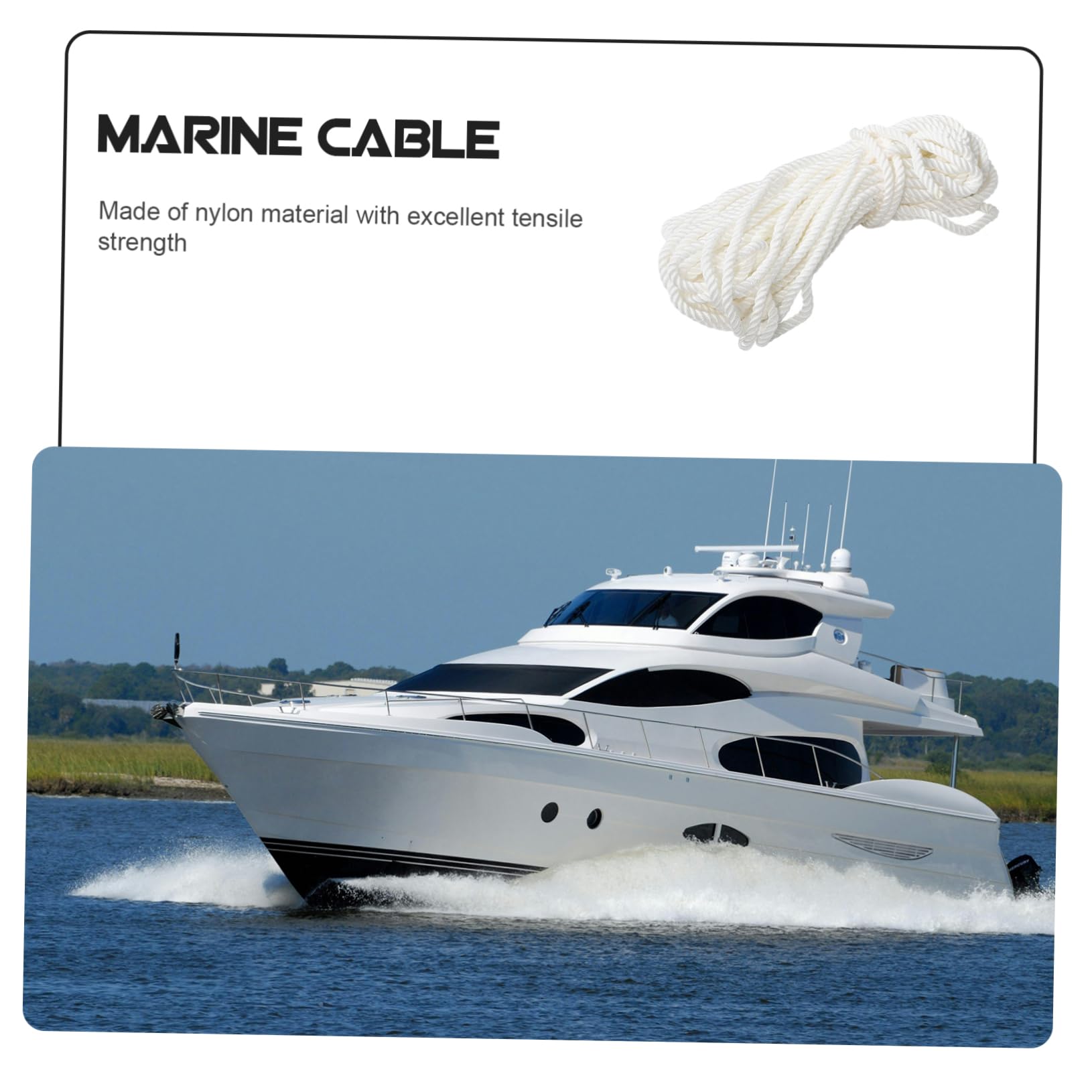 Yardwe Corda in Nylon Bianco 12mm per Ormeggio e Ancoraggio Nautico | Rotolo Singolo, Uso su Vessel e Boat, Resiste ad Abrasione e Ambienti Marini Difficili