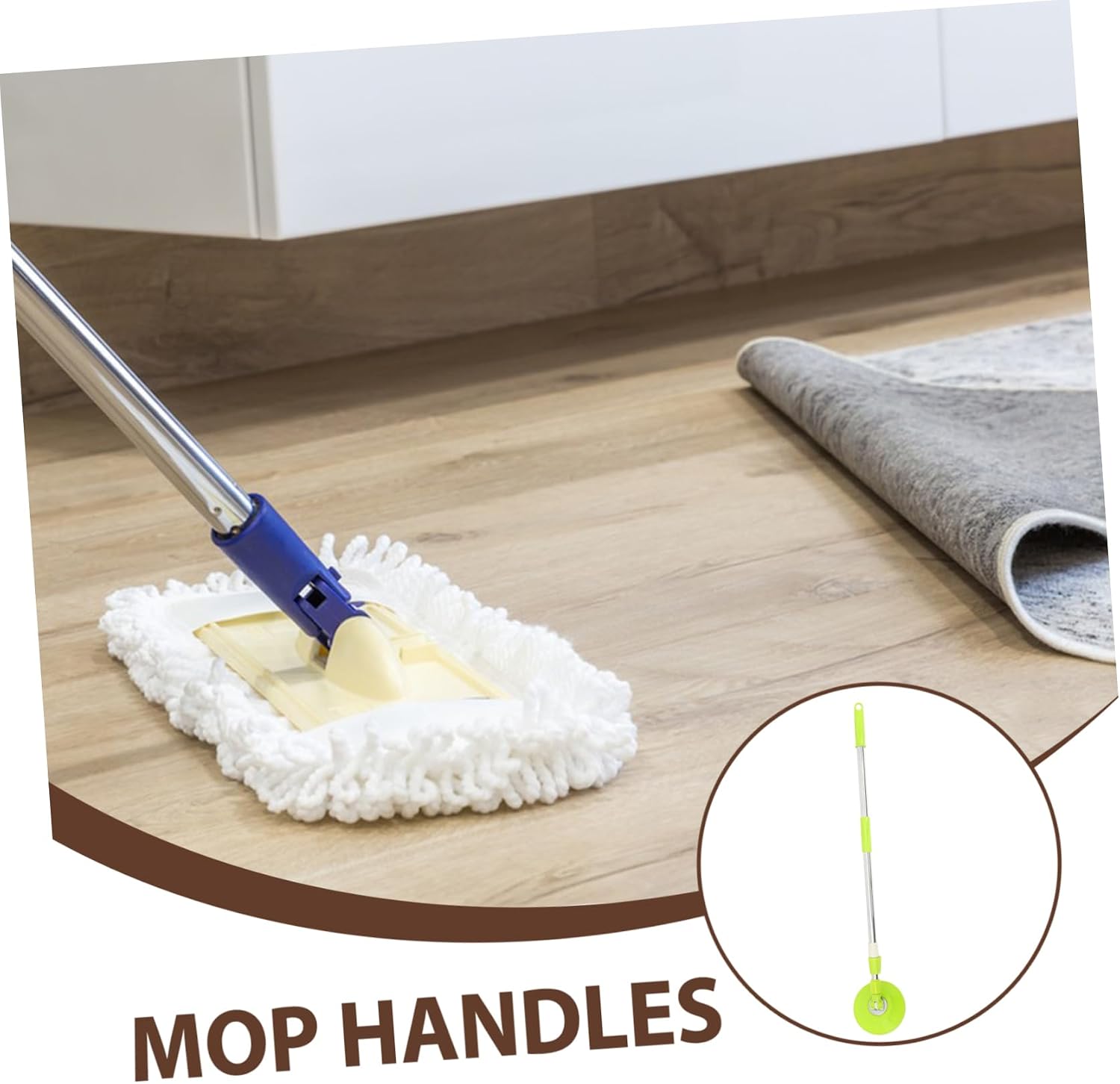 ORFOFE Replacement Mop Stick Handle Stainless Steel Pole with Detachable Mop Head Disc for Easy Floor Cleaning Durable Reinforced Design for Home Industrial Use