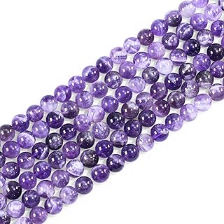 8mm Natural Amethyst Gemstone Round Loose Beads for Jewelry Making DIY Bracelets Necklace (45-48pcs/strand)