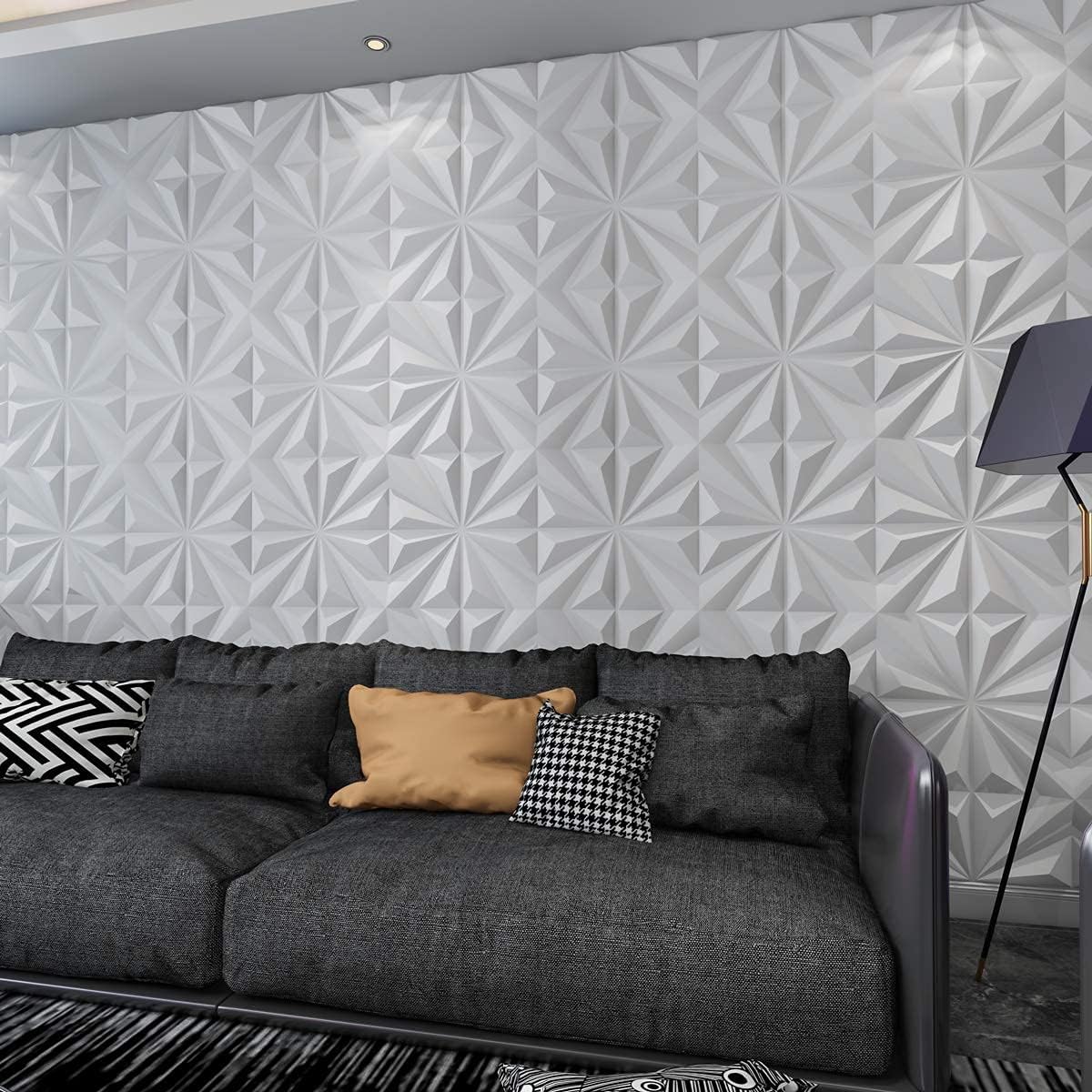 Art3dwallpanels 3D Wall Panels, Star Textured White PVC Wall Panels for Interior Wall Decor, Pack of 12 Tiles 32 Sq Ft : Tools & Home Improvement