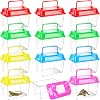 12Pcs Plastic Reptile Terrariums Carrier Cage, Tarantula Enclosure Snake Breeding Box Hatching Container Transparent Fish Tank Turtle Aquarium with Random Color Lid for Shrimp, S5.9 x 3.5 x 4.3