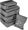 5pc Packing Cubes Set Large Travel Luggage Organizer 4 Cubes 1 Laundry Pouch Bag - Grey - Medium