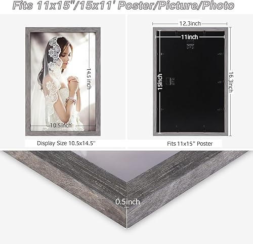Vista 200 de Marco gris rústico de 18 x 24 pulgadas, marco para póster de 18 x 24 pulgadas, color gris envejecido, grande, retro, natural, 24 x 18 pulgadas