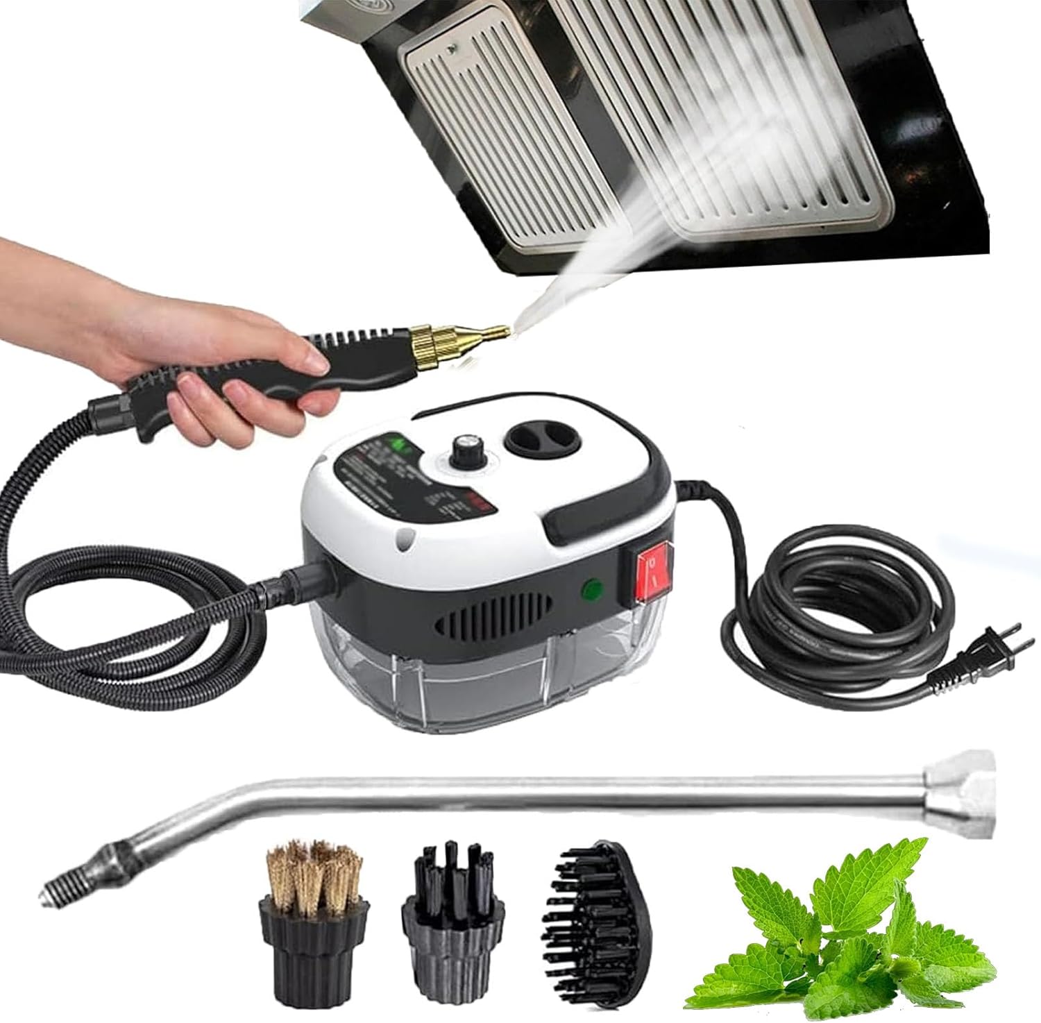 2500w Handheld High-Temperature Pressurized Steam Cleaner, Vapor Machine Car Cleaner, 6-Level High Pressure Steam Gun, for Kitchen Bathroom Grout Tile & Home Use (Red)
