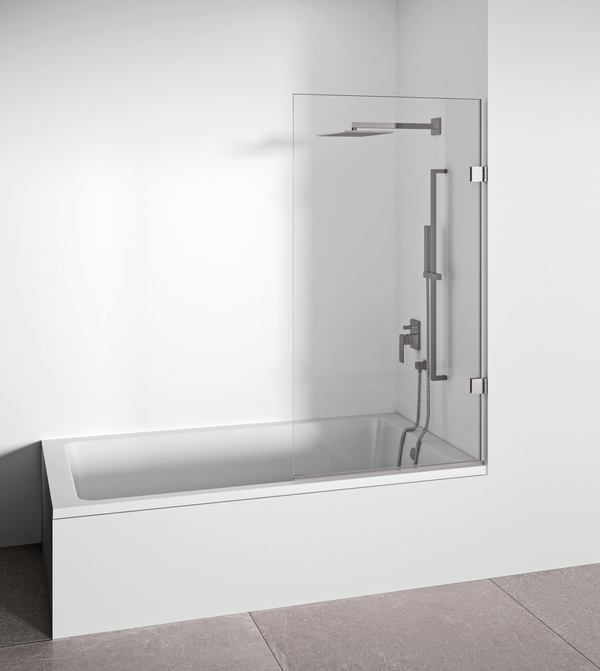 BELLOBATH Mampara de Bañera Abatible Cromo 90 cm Alto 145 cm