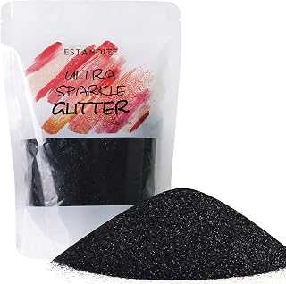 Metallic Black Glitter Powder, 150g Multi Purpose Dust Powder for Arts & Crafts, Ultra Fine Glitter for Nail Decoration Face Eye Body Hair and Festival Weddings Flowers (Metallic Black)