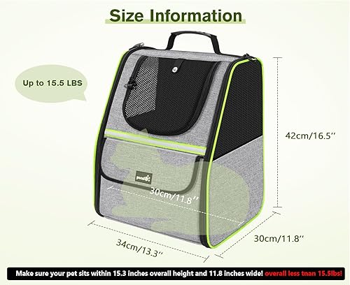 Miniatura 2 de Pecute Mochila transportadora para gatos para viajes y senderismo, mochila transpirable para mascotas con bolsillos de almacenamiento, bolsa de