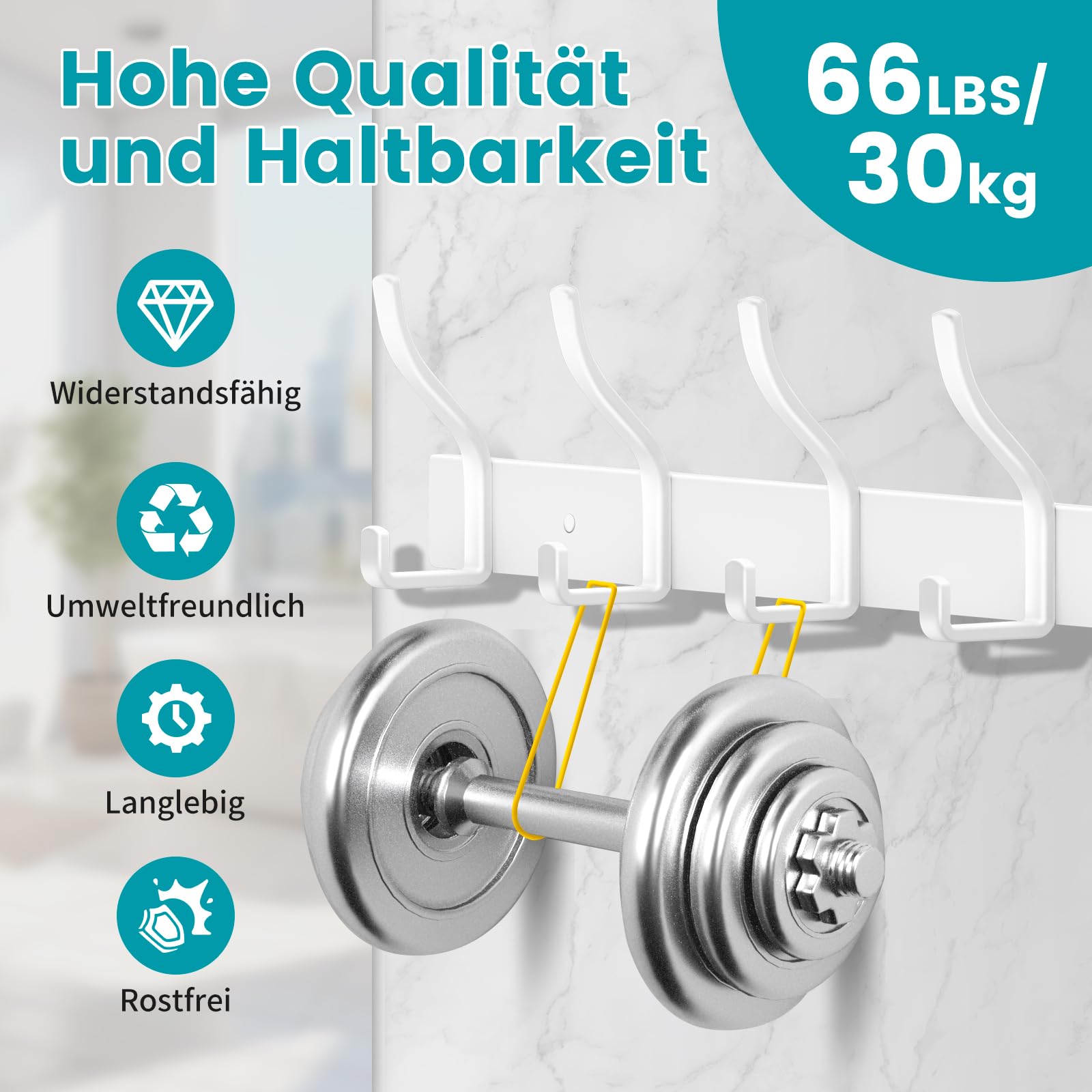 Wieszak na ubrania, 6 haczyków Wieszak ścienny Wieszak ścienny Wieszak Szlafrok Łazienka Wejście Kuchnia Pokój dziecięcy