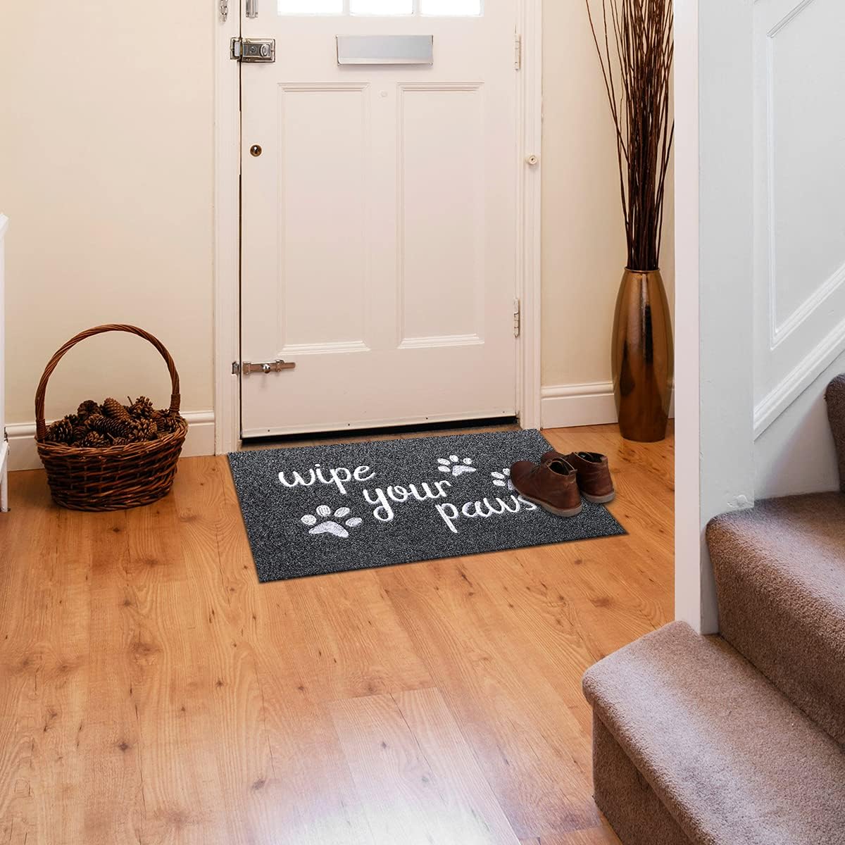 Large Welcome Door Mat, 24x36 - Durable Non-Slip Rubber, Funny 'Wipe Your Paws' Entrance Mat