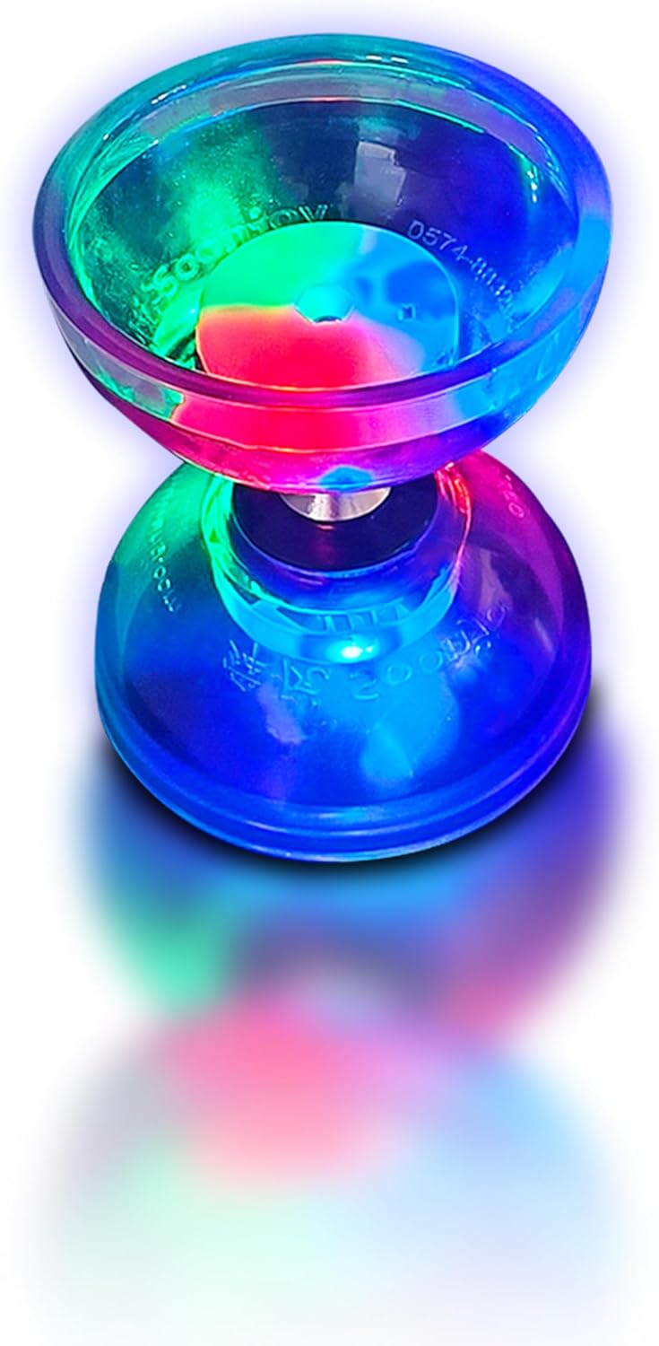 LED Diabolo Chinese Yoyo Set ,Triple Bearing Diabolo Chinese Yo-yos Juggling Toys Colorful Light Up Diabolo with Diablo Sticks