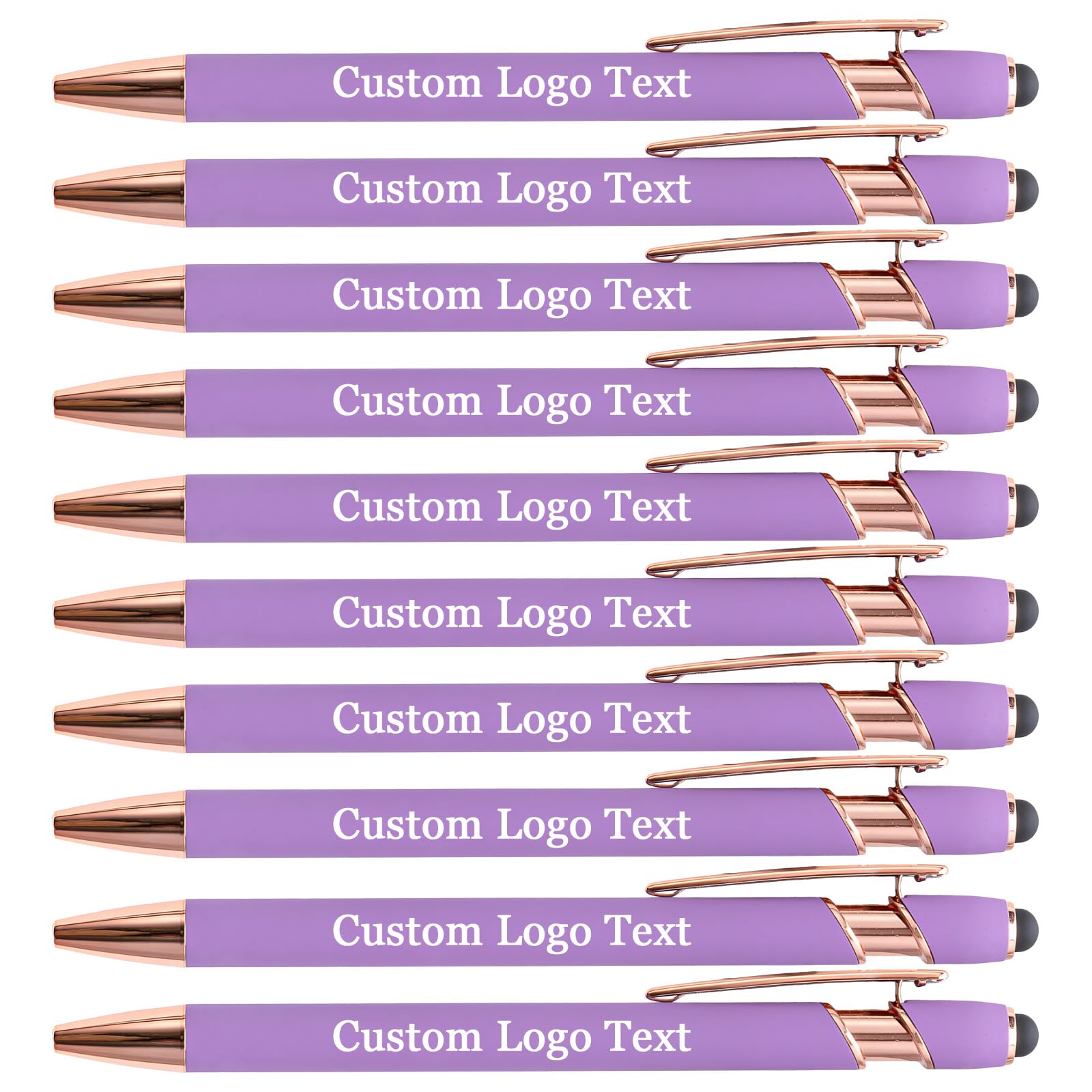 HEYZARDA Personalised Ballpoint Pens with Name Text Logo Custom for Office Business Bulk, violet 50 Pc