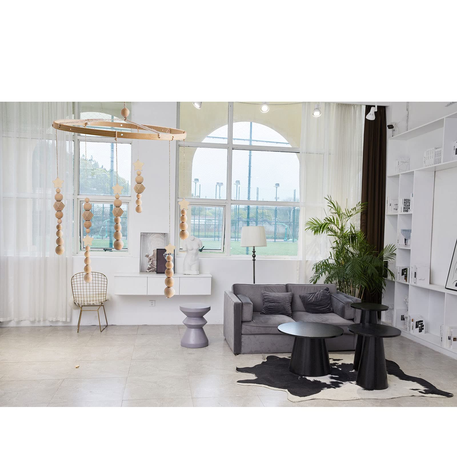 Kit telaio mobile in legno fai-da-te, Pendenti Perline da Giardino Fatti A Mano, Perline Legno Naturale, Campana Di Vento Bambini, Giocattoli Per Culla Neonati, Culla Musicale