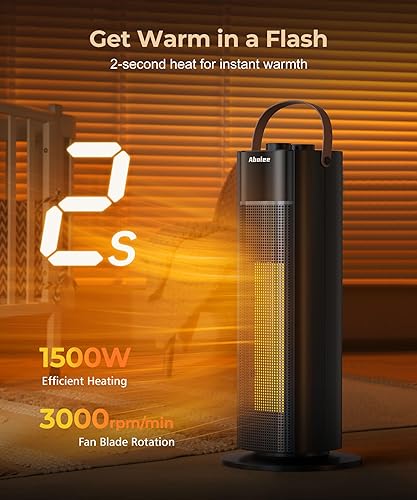 Miniatura 3 de Calentadores de espacio para uso en interiores, calentador portátil con control remoto, calentadores eléctricos de 1500 W con oscilación de 70,