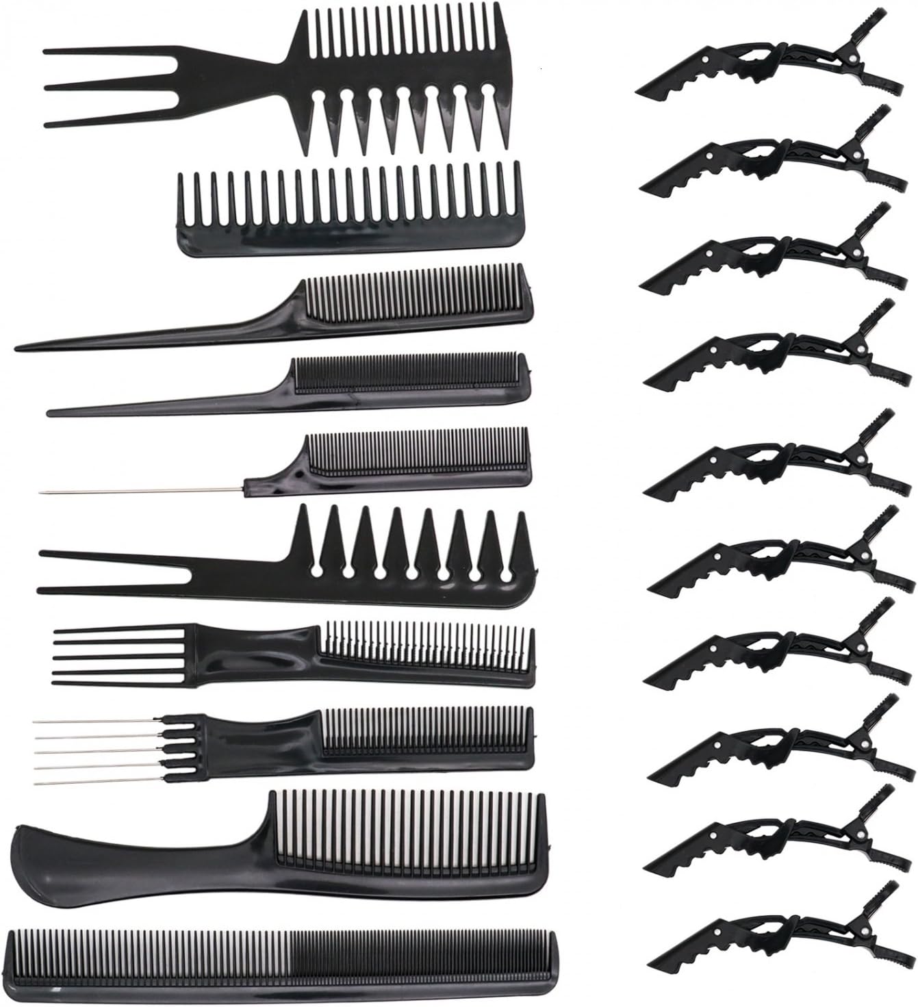 SenseYo 10 Pcs Professional Hair Styling Comb with Styling Clips Hair Salon Styling Barbers Set Kit