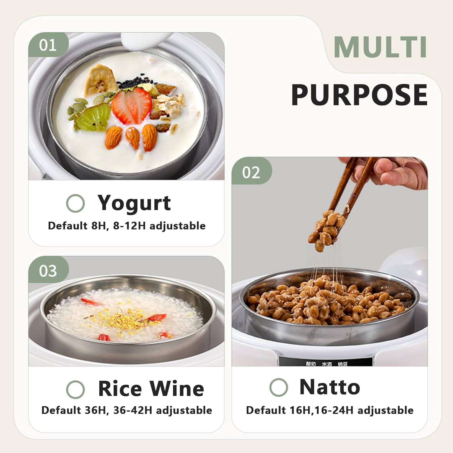 Probiotic Yogurt Maker 36 Hour Temperature Control for Home Make Soft Serve Yogurt Make Base