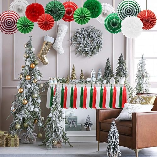 Miniatura 10 de Meiduo Decoración de fiesta azul abanicos de papel colgantes con pompones de flores, guirnalda de borlas de tejido para elefante, tiburón, tema de