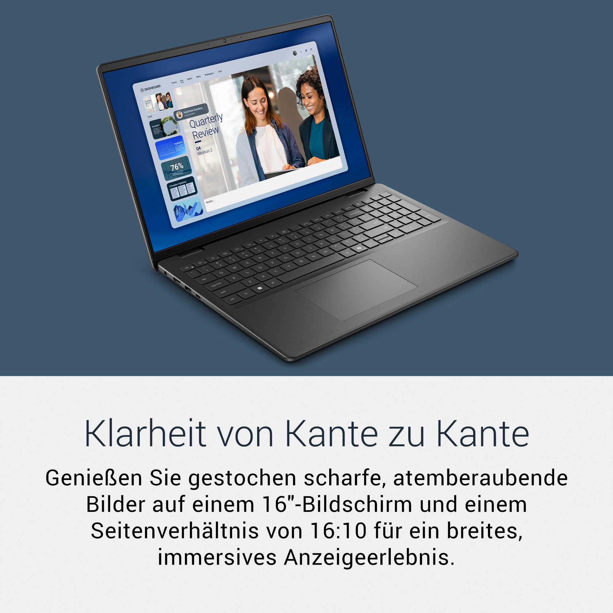Dell 16 Laptop DC16255, 16 Zoll 2K WVA entspiegelt 16:10, AMD Ryzen 7 250, 16GB DDR5, 1TB SSD, AMD Radeon, Windows 11 Home, QWERTZ beleuchtet, Carbon Black (Netzteil separat erhältlich)