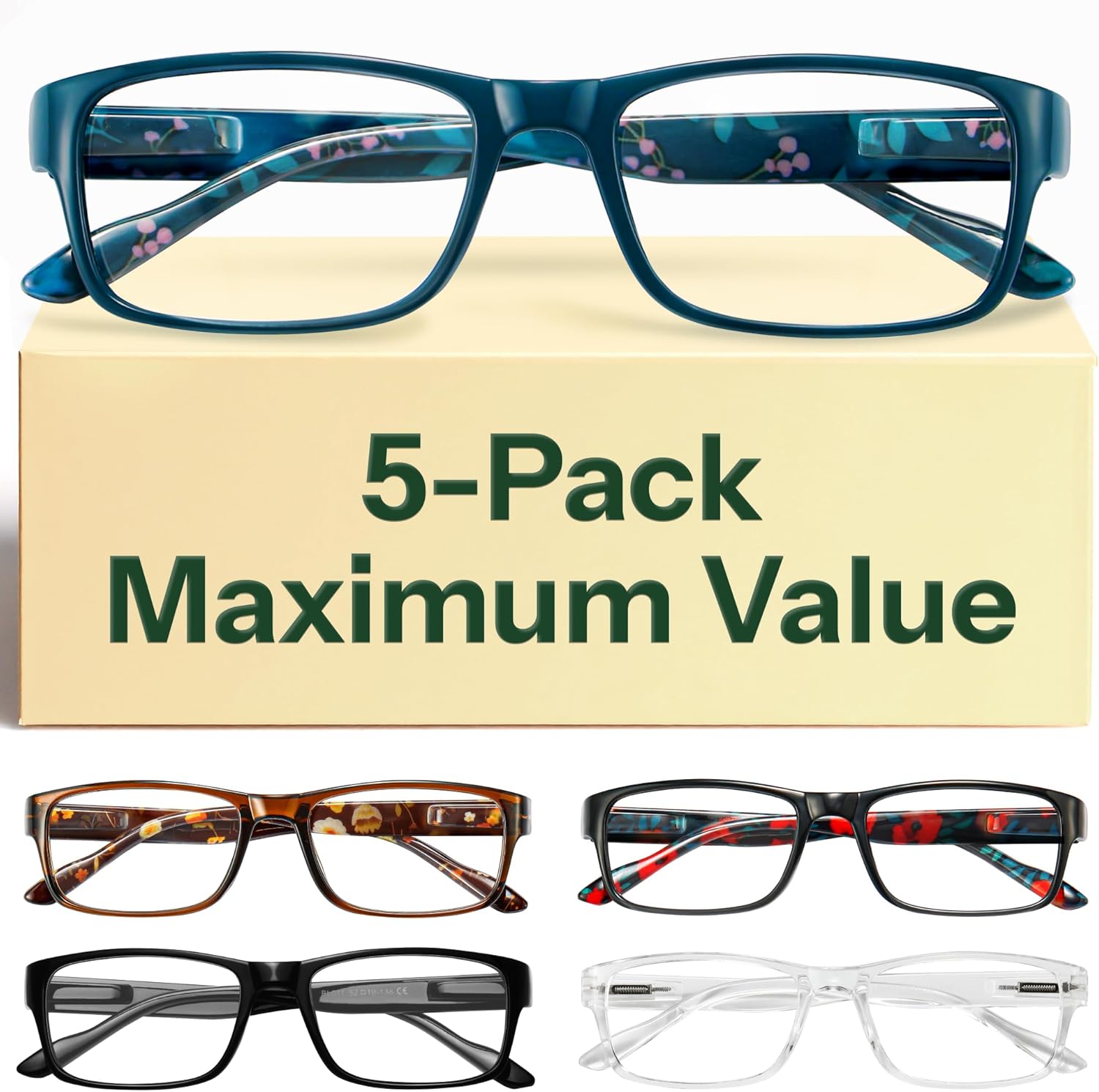 Gaoye 1.0 Professional Reading Glasses for All Day - Computer Readers with Blue Light Protection - Value Pack