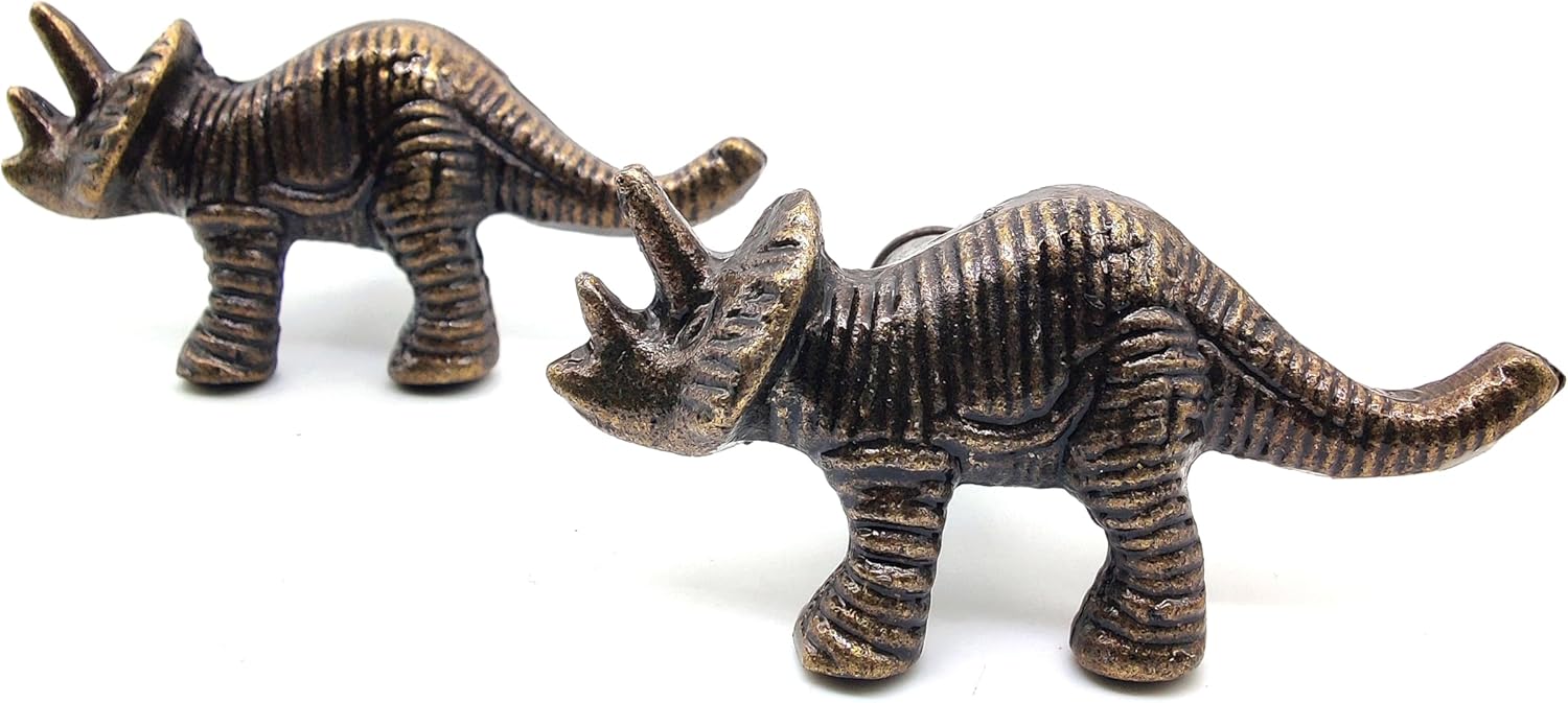5MOONSUN5 Dinosaur Cabinet Cast Iron Knobs 2 Pack - Decor Knobs for Kitchen Cabinet, Drawer Pull, French Vintage Verdigris Shabby Chic Dresser and Cupboard Handle
