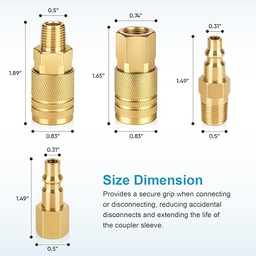 Miniatura 2 de 14 piezas de accesorios de manguera de aire NPT de 1/4 pulgadas, accesorios para herramientas de aire, accesorios de compresor de aire, conexión