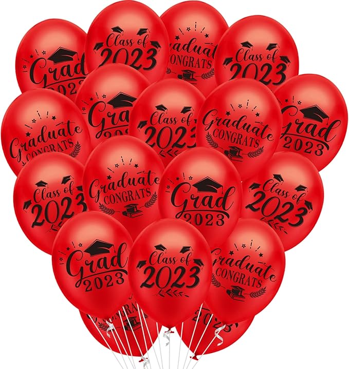 PLULON 18Pcs Graduation Balloons, Class of 2023 Congrats Balloons Red Grad Party